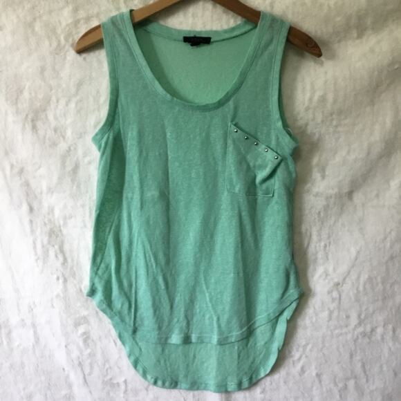 Edge Teal Sleeveless High Low Tank Top with Pocket - Picture 1 of 13